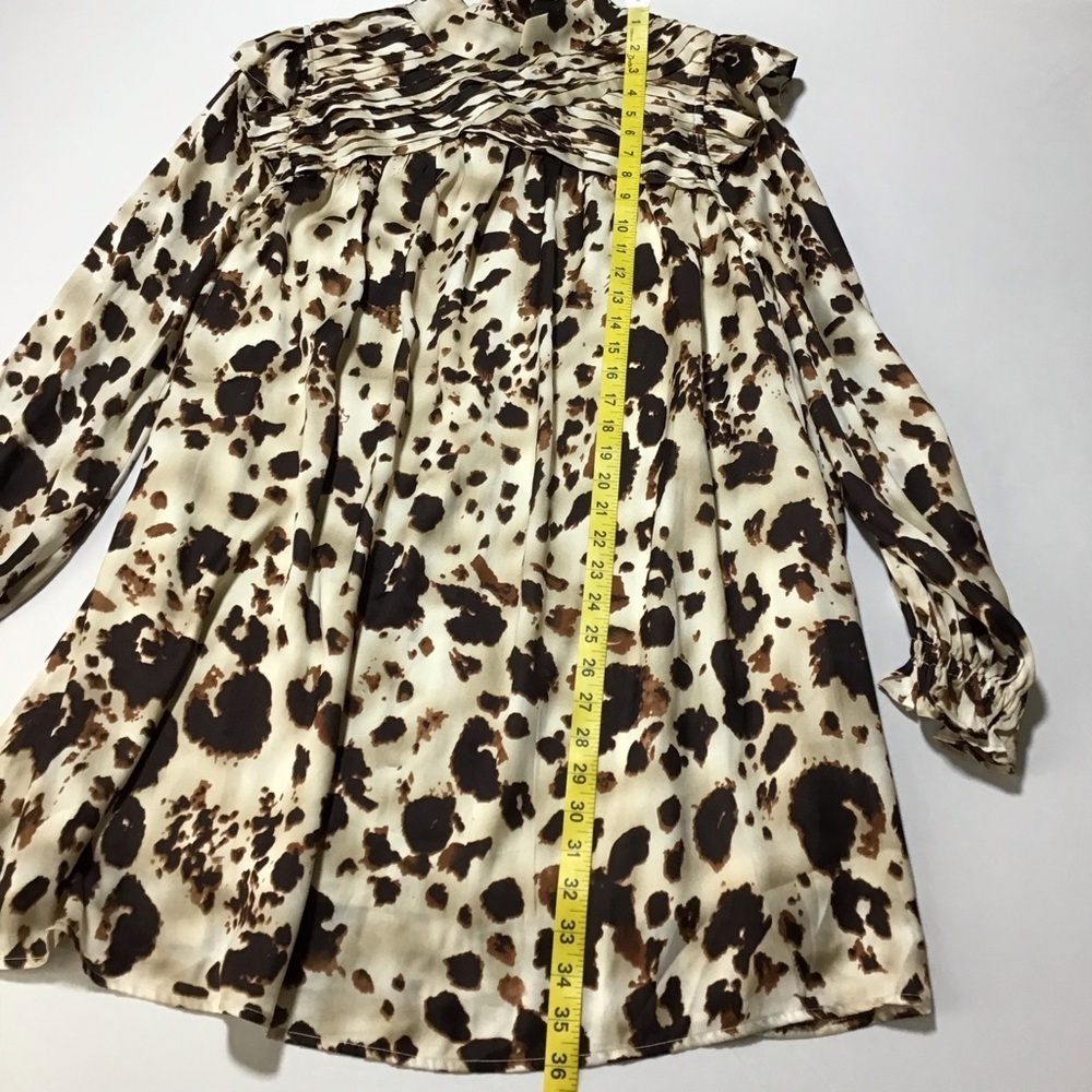 Entro Cow Print Ruffled Long Sleeve Mini Dress - Picture 12 of 16